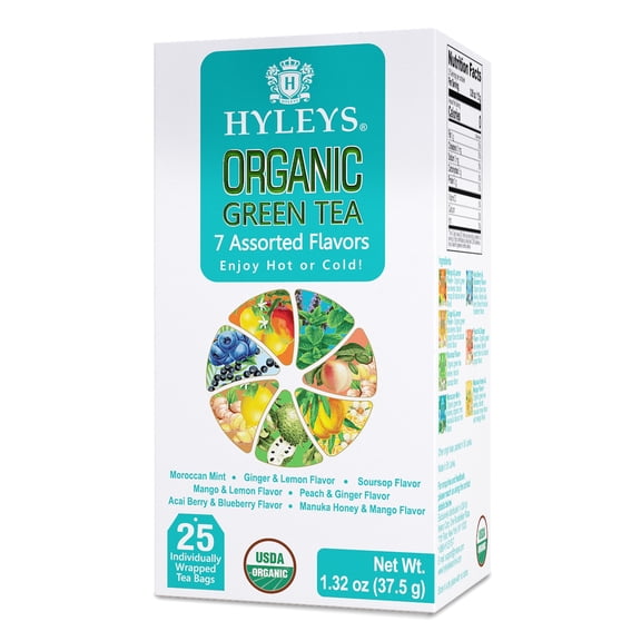 Hyleys Organic Green Tea - 150 Flavored Tea Bags (6 Pack) - Tea Variety Pack
