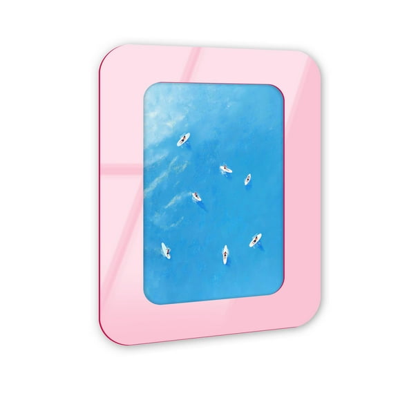 Seas of Motion Coastal Wall Art – Pink Rounded Acrylic Wall Frame, 13.5x18.5 – Sculptural Dimensional Wall Art – Modern Decor by NOTORIART