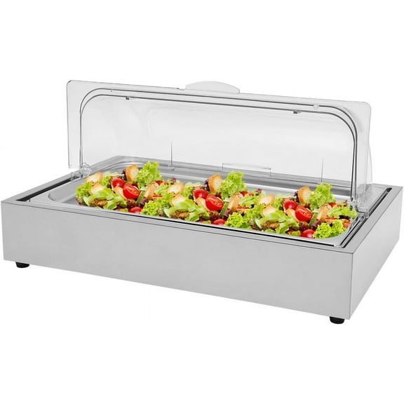 Miumaeov Ice Food Serving Display Tray, Buffet Cold Serving Cooler Platter, Cooling Food Dishes Display Plate for Party Outdoor Buffet