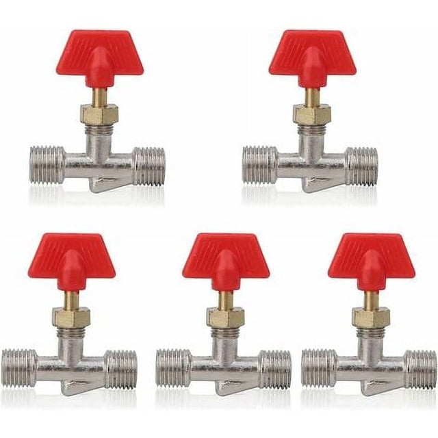 PinesC 1/4in Needle Valve, 5pcs Replacement Air Compressor Needle Valve Brass Float Ball Valve Structure for Air Compressor