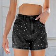 thumbnail image 3 of Pantalones cortos de mezclilla con diamantes de imitación de las mujeres de cintura alta Jean corto Y2K verano casual Jean pantalones cortos de moda 2026 Y2k Jorts, 3 of 7