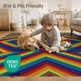 thumbnail image 4 of ODIKA 6'x9' Washable Area Rug Rainbow Striped Door Diamond Emblem Pride Flag Themed Entrance for Family Room, Living Room, Master Bedroom, Non-Slip, Easy Care, 4 of 7