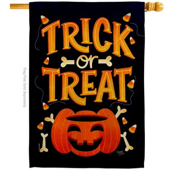 Breeze Decor H112106-BO 28 x 40 in. Happy Pumpkin House Flag with Fall Halloween Double-Sided Decorative Vertical Flags Decoration Banner Garden Yard Gift