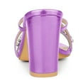 thumbnail image 3 of BLISSFUL STEP Women's Crisscross Strap Rhinestone Block Heel Slide Sandals Purple (Size 9), 3 of 6