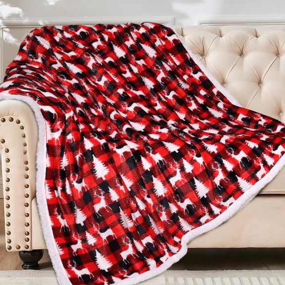Hitime Christmas Sherpa Fleece Throw Blanket for Couch Bed Sofa Adults -Soft and Warm Blanket for Winter, Thick and Fuzzy Throw Blanket (Throw - 50" x 60")