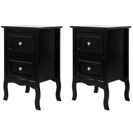 UBesGoo Set of 2 Nightstand Wood End Tables Pair Bedroom Table Furniture Black Night Table Easy to Install