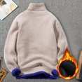 thumbnail image 3 of comerut Men Winter Sweater Knitting Turtleneck Fleece Solid Color Thicken Keep Warm Neck Protection Plus Size Pullover Spring Sweater Male Clothes, 3 of 8