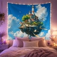 thumbnail image 2 of Massive Steampunk Airship with Which Serves Floating Village, Mystical Fantasy for Space Lovers, Galaxy Room Decor, Housewarming Gift, Tapestry Wall Hanging for Bedroom and Dorm, 2 of 7