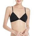 thumbnail image 2 of Comfy Sports Bras for Women No Underwire Bra Thin Cup Comfortable Lace Underwear V-Neck No Underwire Bra Feature Hook and Eye Closure Longline Bra Style Y-497 , Black M, 2 of 2