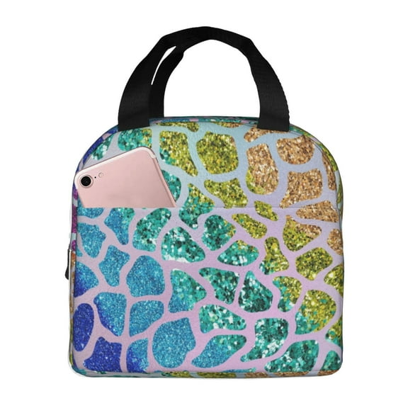 Vsdgher Rainbow Glitter Lunch Bag, Lunch Box for Women Adult Men, Lunch Tote Insulated Cooler Lunch Container for Work/Office/Picnic/Travel