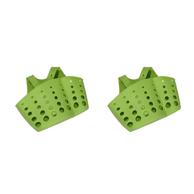 Advancent 1 unidad de doble bolsillo con ventosa para fregadero, escurridor de esponja, escurridor, cesta de almacenamiento, utensilio de cocina, verde 2Conjunto