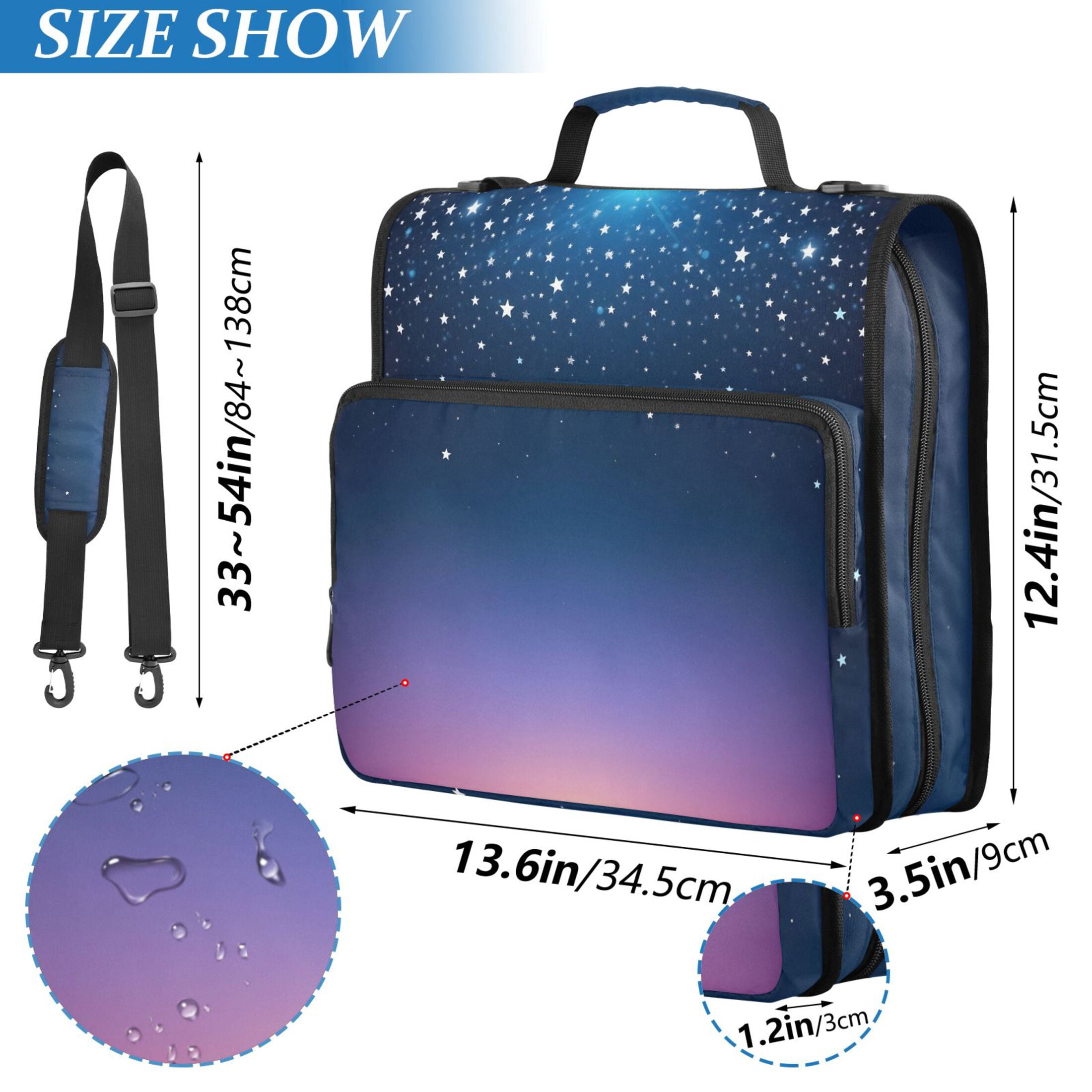 ALAZA Zipper Binder Starry Blue Gradient Stars 3 Ring Trapper Keeper File Folder Organizer Bag