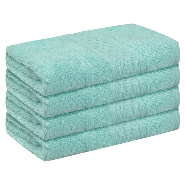 Juego de toallas de algodón REGALWOVEN, toalla de confort, toalla facial esencial para ba?o, verde, 4 unidades