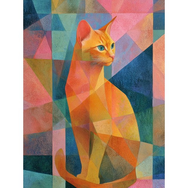 Qisvanset Orange Tabby Cat Canvas Print 12x16 Inch Bedroom Decor