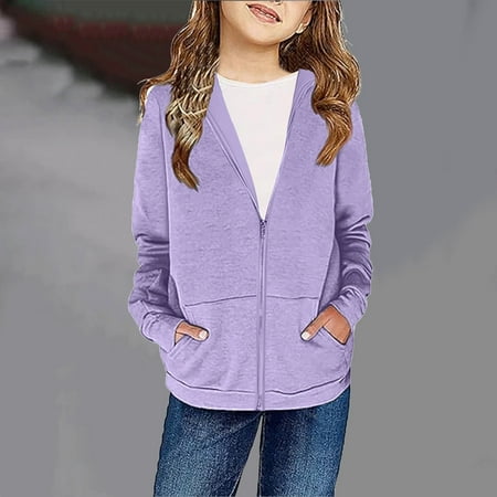 

Ovbmpzd Girls Clothes Size 14-16 Toddlers Hoodie Outwear Long Sleeve Sweatshirt Casual Pocket Pullover for Teen Girl