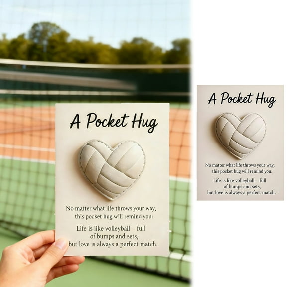 Volleyball Pocket Volleyball Pocket Hug Heart Shaped Volleyball Ornament With Inspirational Card Handmade Encouragement Gift For Players Coaches Team Thoughtfu White - 12x9cm