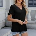 thumbnail image 6 of Gyedtr Summer Tops Womens Tops Casual Women'S New Short Sleeve V-Neck Lace Sleeve Solid Color Casual T-Shirt Cute Tops For Women L, 6 of 8
