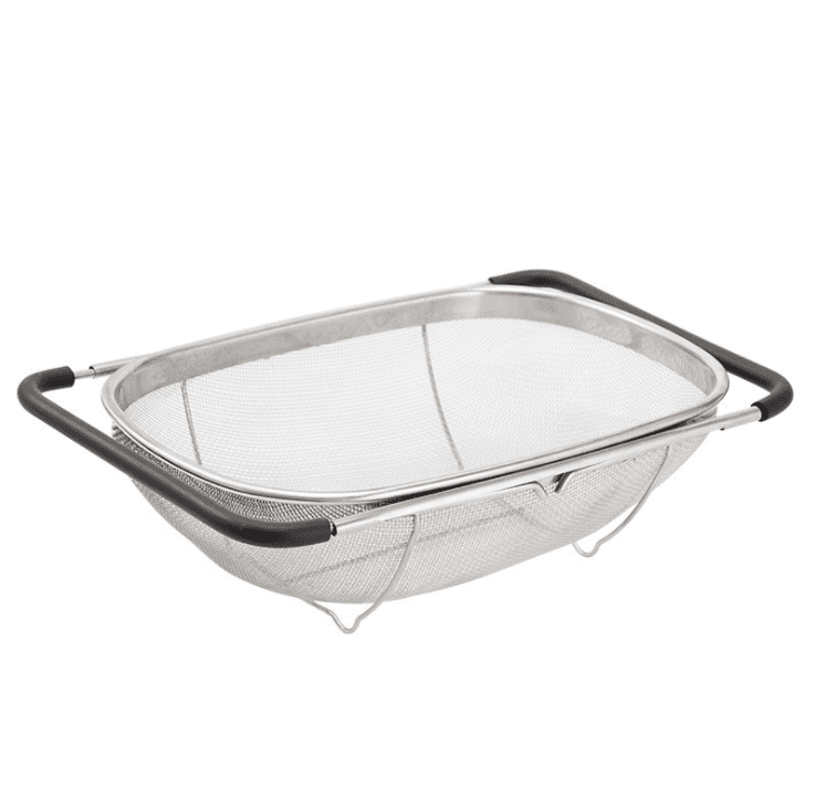 Over The Sink Stainless Steel Oval Fine Mesh Colander Strainer Expandable Handle 