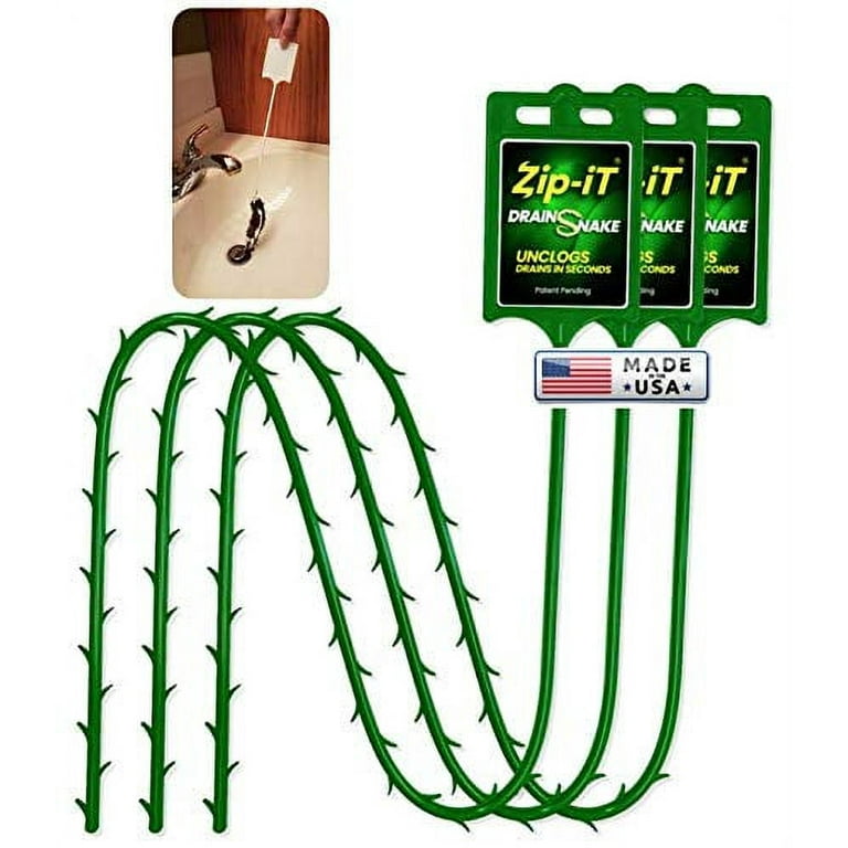 ZIP IT DRAIN CLEANER, 3-Pack Plastic Drain Stick Hair Clog Remover, drain  snake