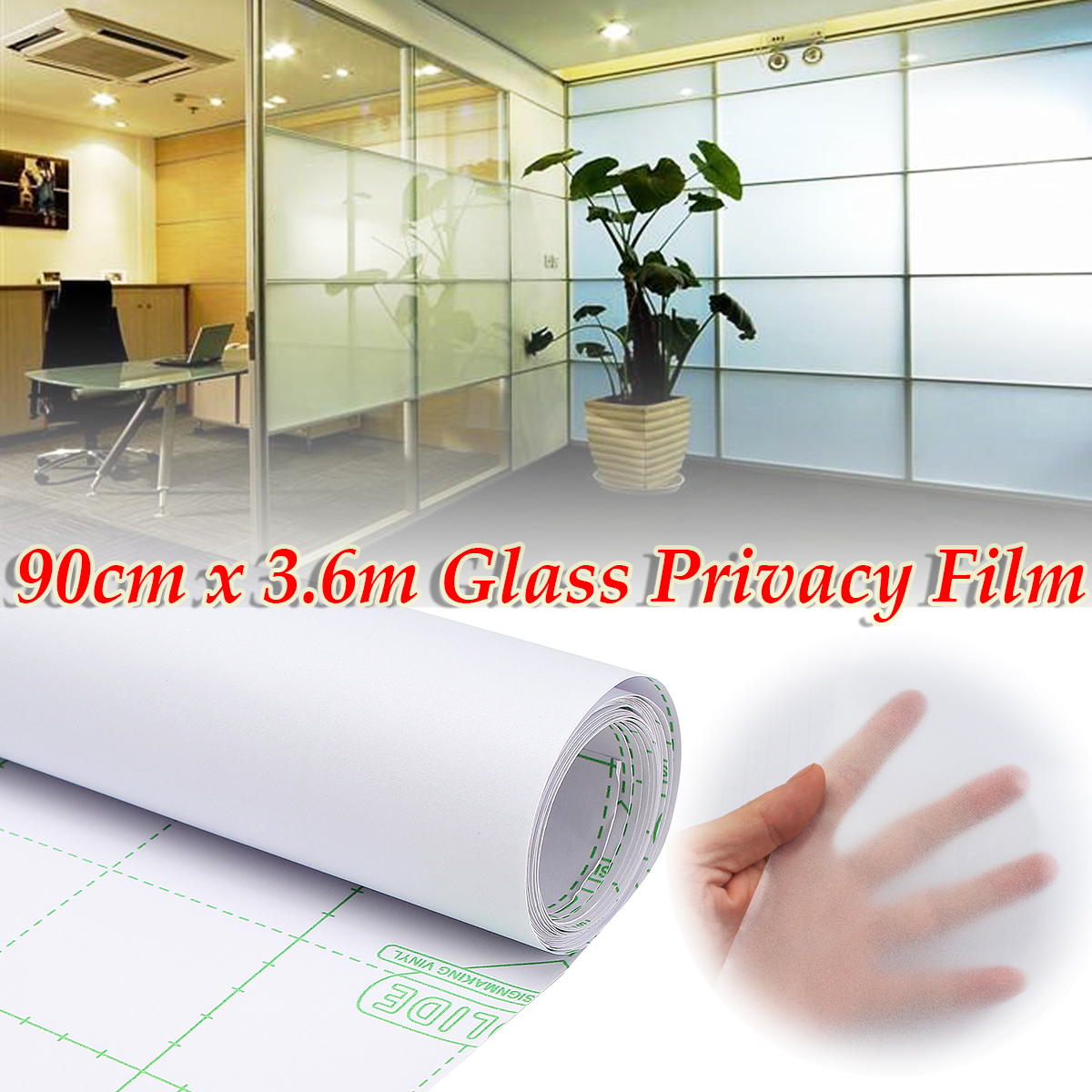 90cmx3.6m Frosted Window Tint Glass Privacy Protection Tint Sticker Cover DIY Decal PVC Film For