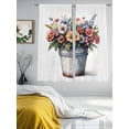 thumbnail image 3 of Spring Floral Sheer Curtains 63 Inch Length 2 Panels Set, Summer Garden Flora Illustrations Voile Window Treatment Rod Pocket Curtains Sheers Drapes for Bedroom/Living Room/Kitchen 52x"63"x2, 3 of 7