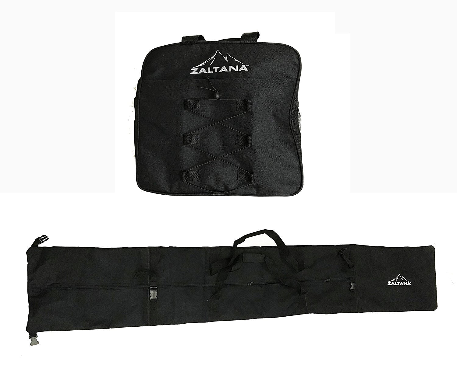 zaltana SKB12 Padded Ski Carier Bag Rack Holds and ski boots bag combo, Black by