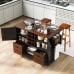 thumbnail image 2 of K&K 54" Farmhouse Kitchen Island with Drop Leaf, Power Outlet, Kitchen Storage Cart with 2 Doors, 2 Drawers, Rolling Kitchen Island on 4 Large Wheels with Spice Rack for Kitchen, Dining Room, Black, 2 of 5