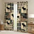 thumbnail image 2 of Farmhouse Decor,Rustic Moose Window Curtains 2 Panels 42"Wx90"L,Deer Hunter Blackout Curtains,Woodland Curtains & Drapes Patchwork Brown Green Checkered Buffalo Plaid Decor, 2 of 6