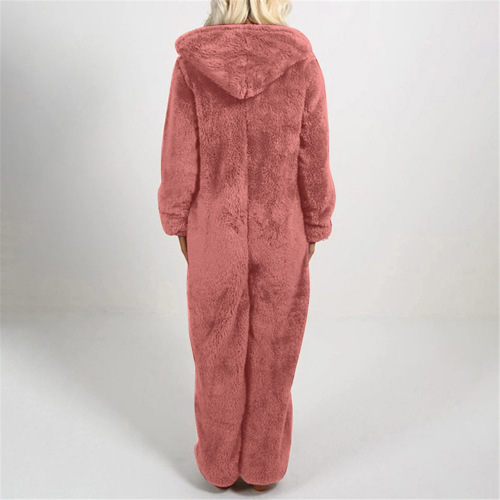 Womens Winter Fuzzy Hoodie Long Sleeve Onesie Pajamas Zip-up Bodysuits ...