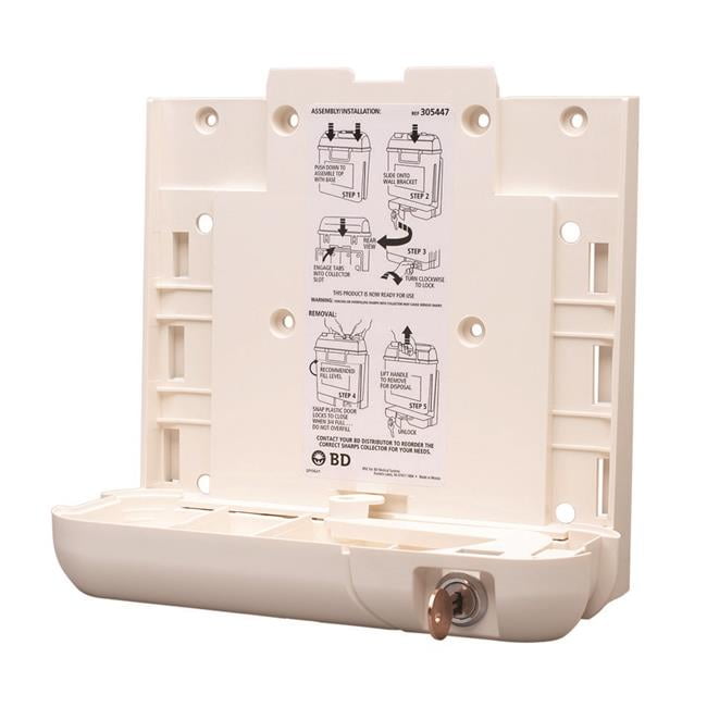 BD Sharps Collector Bracket Locking Wall Bracket Plastic, Pearl, Each - Model 305447