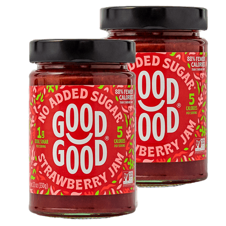 GOOD GOOD Strawberry Jam, No Added Sugar, Low Calorie, Keto Friendly, 12 oz, 2 Pack