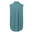 thumbnail image 4 of MSJUHEG Chandail en Molleton pour Femmes Chemises Femmes Décontracté Uni Sans Manches Col Rabattu Poches Bouton devant Chemise Hauts Chandail en Molleton Femmes Bleu S, 4 of 7