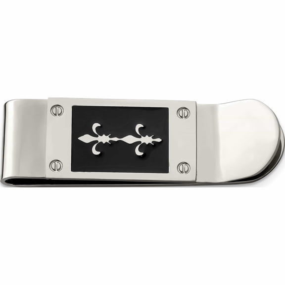 Stainless Steel Polished Enameled Fleur De Lis Money Clip (50 X 12) Made In China -Jewelry By Sweet Pea