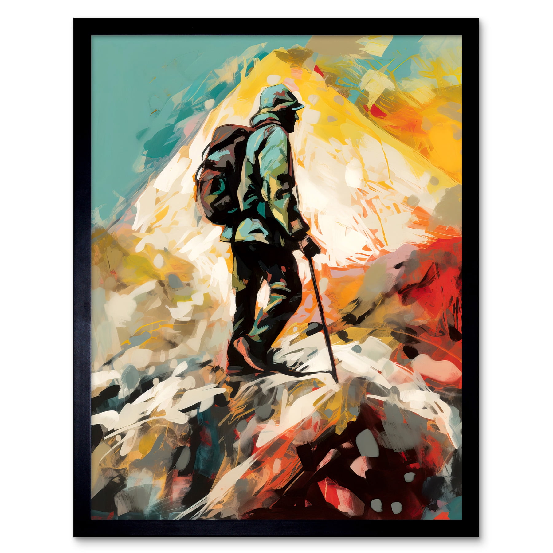 Artery8 Poster Montagne Rosa, Stampa D'Arte Astratta Quadro Grande 81x61 Cm, Paesaggio Alpi Colorato Per Parete, Stampe Da Parete XL