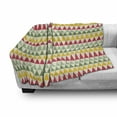 thumbnail image 3 of Retro Soft Flannel Fleece Throw Blanket, Colorful Triangles Sharp Edged Geometric Shapes in Horizontal Line, Cozy Plush for Indoor and Outdoor Use, 50" x 70", Dark Coral Pale Green, by Ambesonne, 3 of 6
