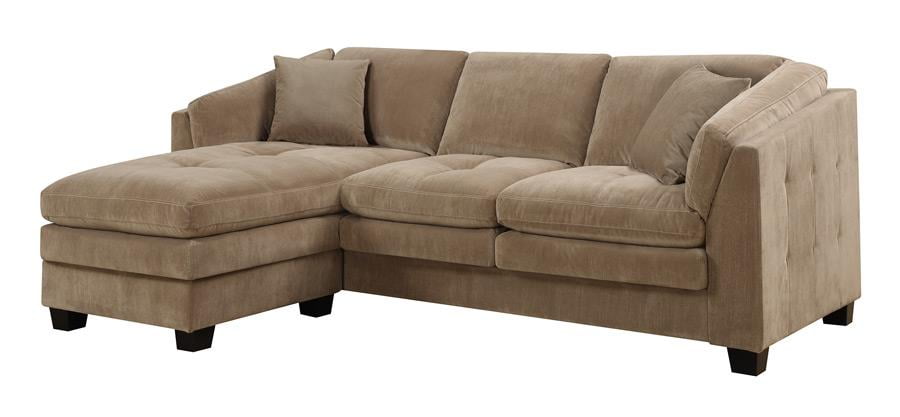 Abram Sofa Chaise Sectional With 2 Pillows Sinuous Spring Color Bella Coffee Walmart Com Walmart Com