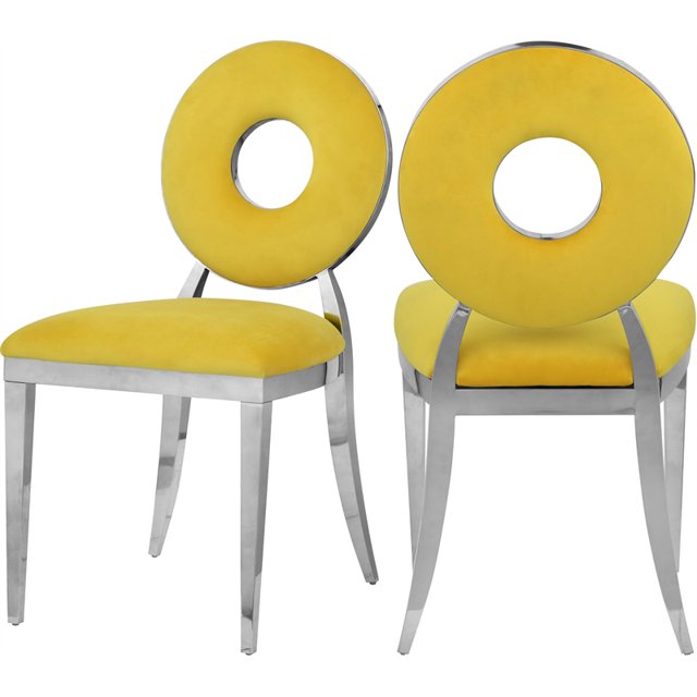 Meridian Furniture Carousel Yellow Velvet Dining Chair (Set of 2)