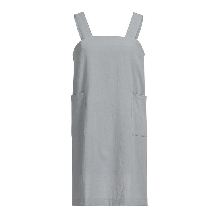 dresses for women Women Cotton Linen Pinafore Square Cross Apron Garden  Work Pinafore Dress - Walmart.com