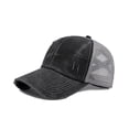 thumbnail image 3 of Womens Ponytail Baseball Cap Mesh Washed Vintage Cotton Trucker Dad Hat Adjustable Casual Sun Cap Grey A, 3 of 3