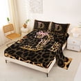 thumbnail image 2 of Manfei Kawaii Bow Letter D Monogrammed Bed Sheets 4pcs for Teens Girls,Vintage Cheetah Print Alphabet King Sheets for Female,Luxury Bedroom Decor, 2 of 5