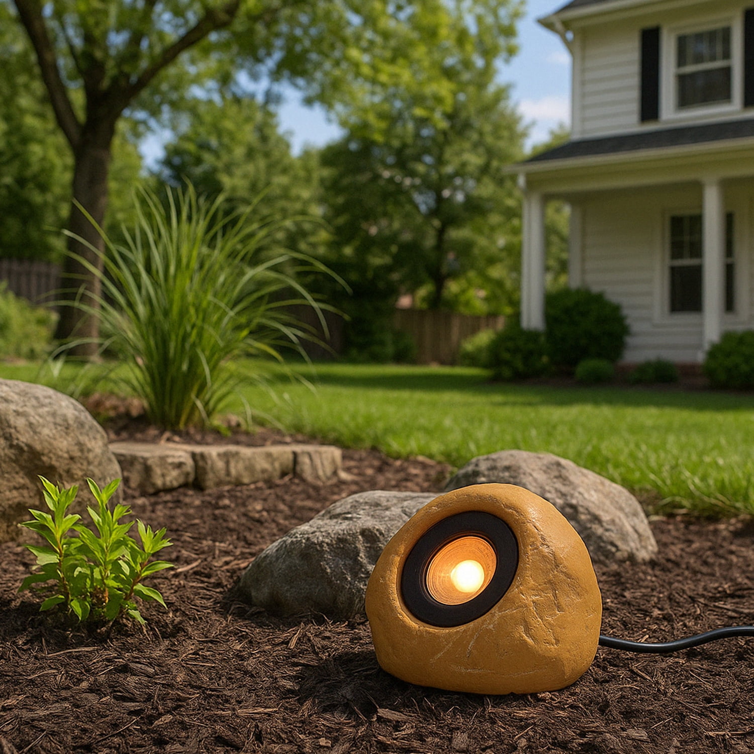 8 Pack 5CCT LED Garden Landscape Lighting, 12-24V AC/DC, 5W Low Voltage Outdoor Landscape Spotlights for Garden & Yard, Round Stone Light, IP65 Weatherproof, Yellow