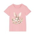 thumbnail image 3 of Virmaxy 3-10Yrs Children's Spring Easter Essentials Cute Bunny Print Cotton Top with Short Sleeve for School Celebrations Daily Wear Pink-2 9 Years, 3 of 4