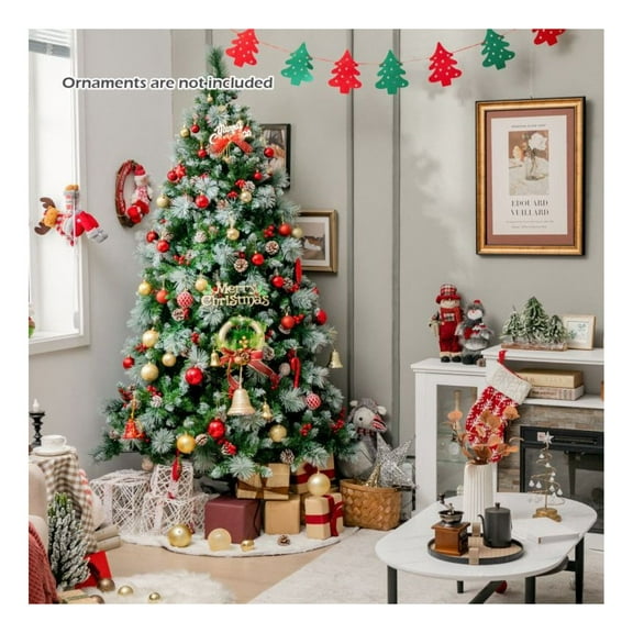 Yunken 7 Feet Pre-Lit Artificial Christmas Tree with 400 Lights and 1116 Branches for Home Holiday Decor, Full Shape