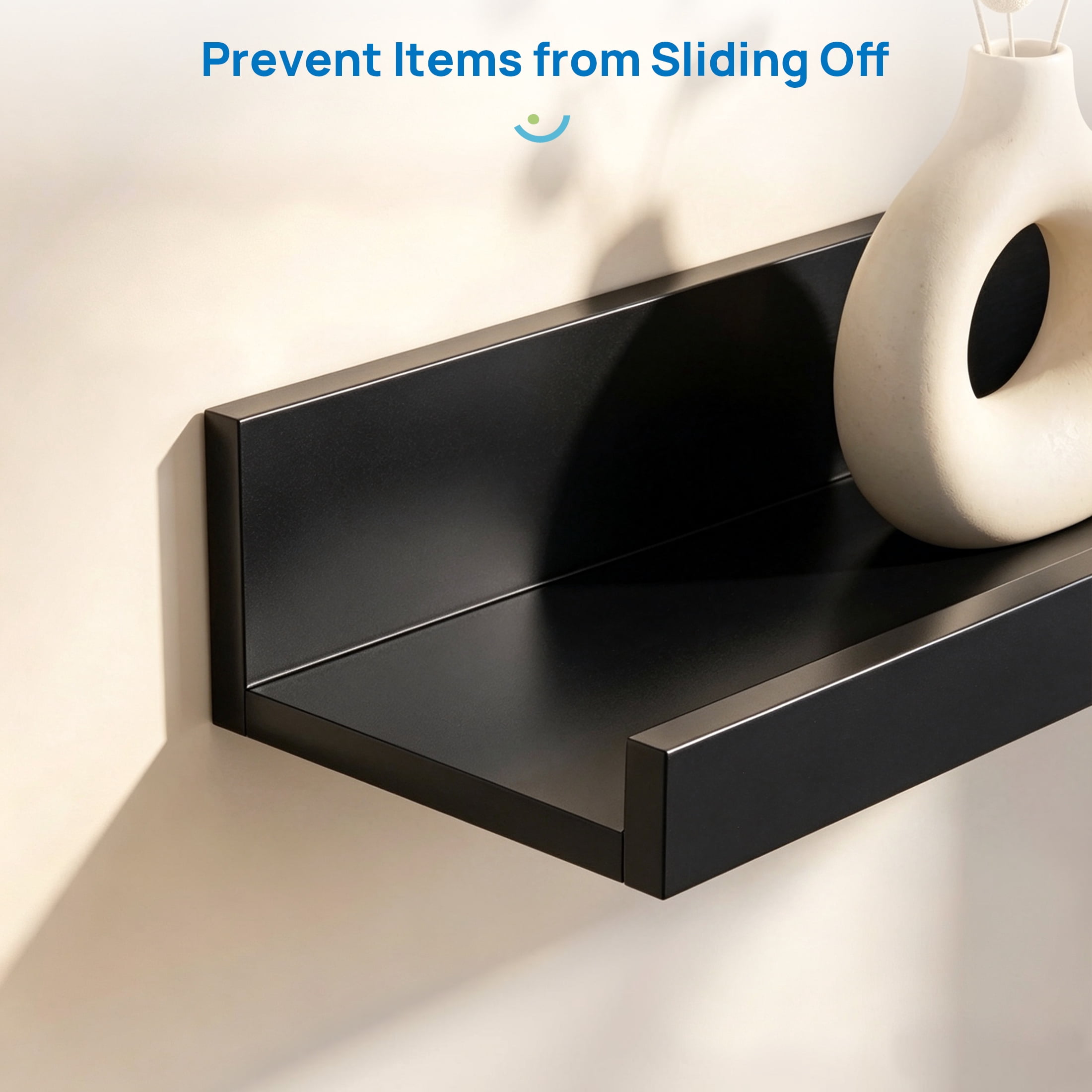 Floating Shelves, Sindcom Home Wood Shelf Wall Mounted, Set of 5, Multiple Sizes, Black