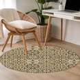 thumbnail image 4 of Traditional Morocco Round Area Rug 3Ft Washable Small Circle Rugs for Kitchen Entryway, Vintage Abstract Geometric Art Brown Non-Slip Carpet Floor Mats Indoor Outdoor Carpet Runner Home Decor, 4 of 8