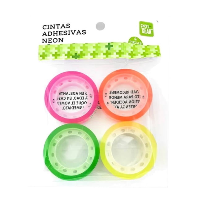 Cinta adhesiva Pen + Gear Neón 4 piezas