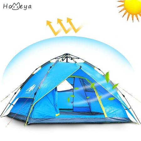 [4 Persons] Backpack Camping Tent,homeya Auto Pop Up Ultralight Tents [Double Layer] [Quick Setup] Hydraulic Rapid Self Instant Tents Dome Anti-UV Windproof [2 Doors] for Hiking Picnic (5 Best Ultralight Tents For Backpacking)