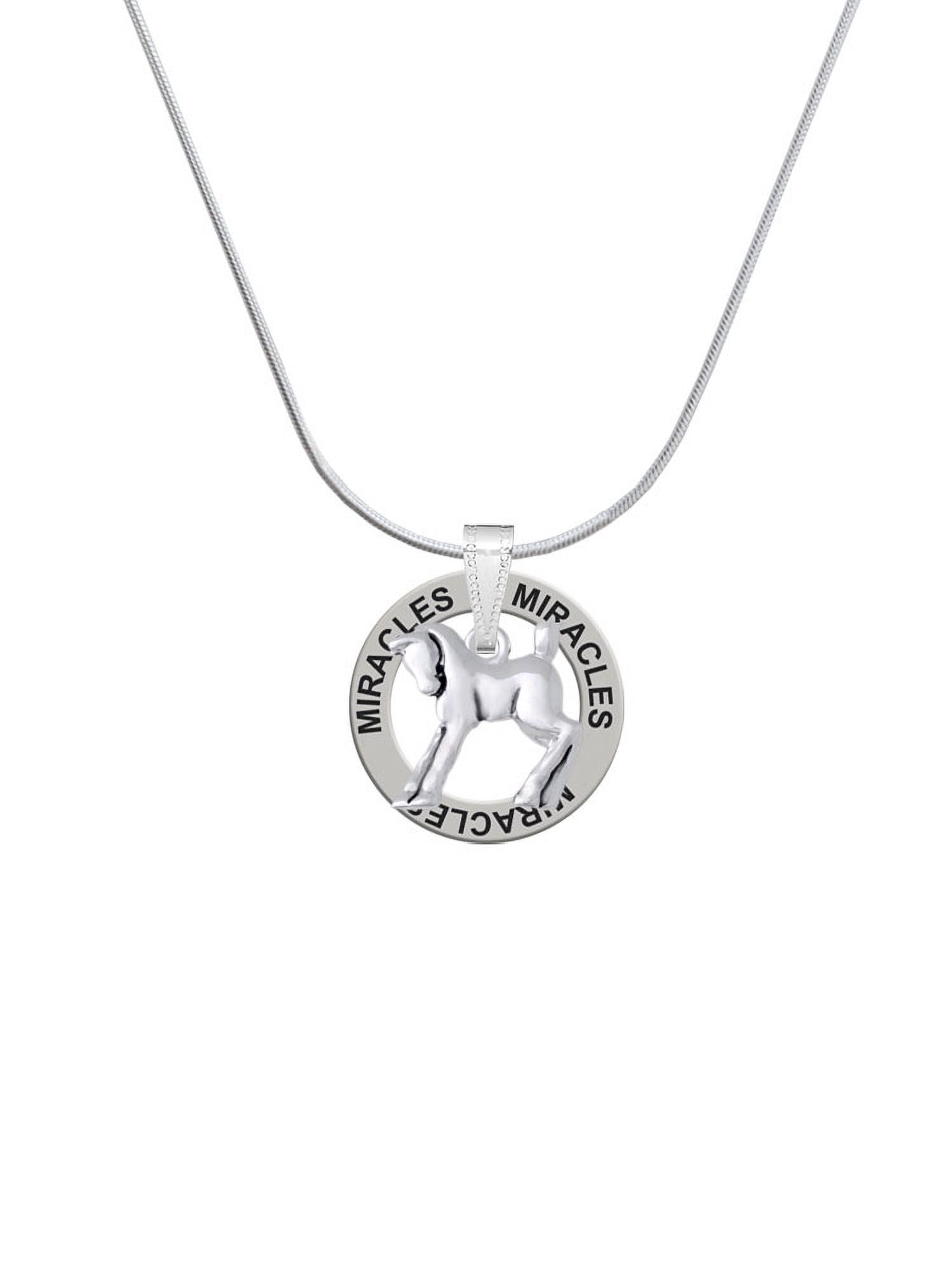 Delight Jewelry Silvertone Equestrian Horse Miracles Ring Charm Necklace, 18"