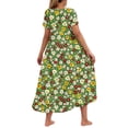thumbnail image 6 of Viikei Midi Short Sleeve Dress,Women's Flower Printing Casual Short Sleeve Crewneck Dress Casual Flowy Tiered Maxi Beach Dress Green XXL, 6 of 6