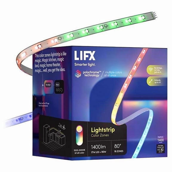 LifX Lightstrip 6.6, Starter Kit, Wi-Fi Smart LED Light Strip, Polychrome Color